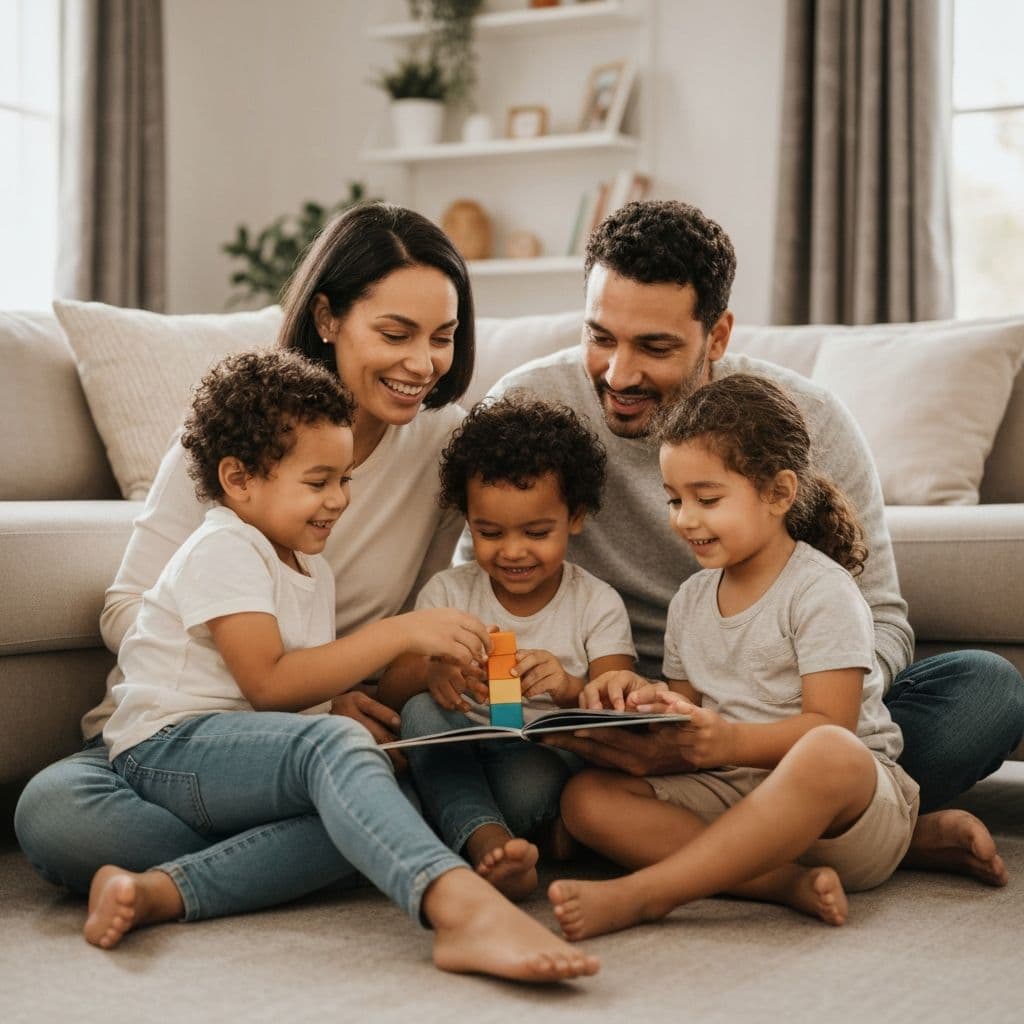 Família feliz brincando junto